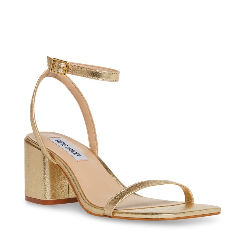 Sandalias Tacones Steve Madden Audrina Cuero Mujer Doradas | ES ZG1380